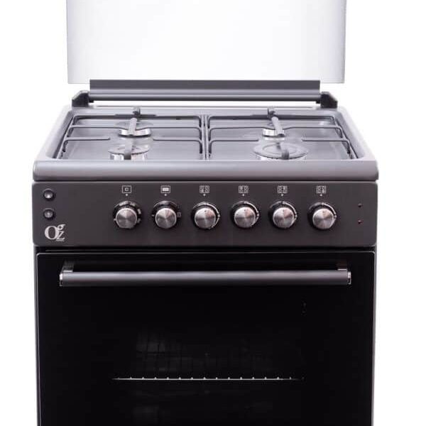 გაზქურა  Oz OE 6040 BL/ OQ60X60B4E Coocker, 4Gas, Oven-Electric, Convection, 3Plates,Lighter, 60x60x85, Black, Top glass